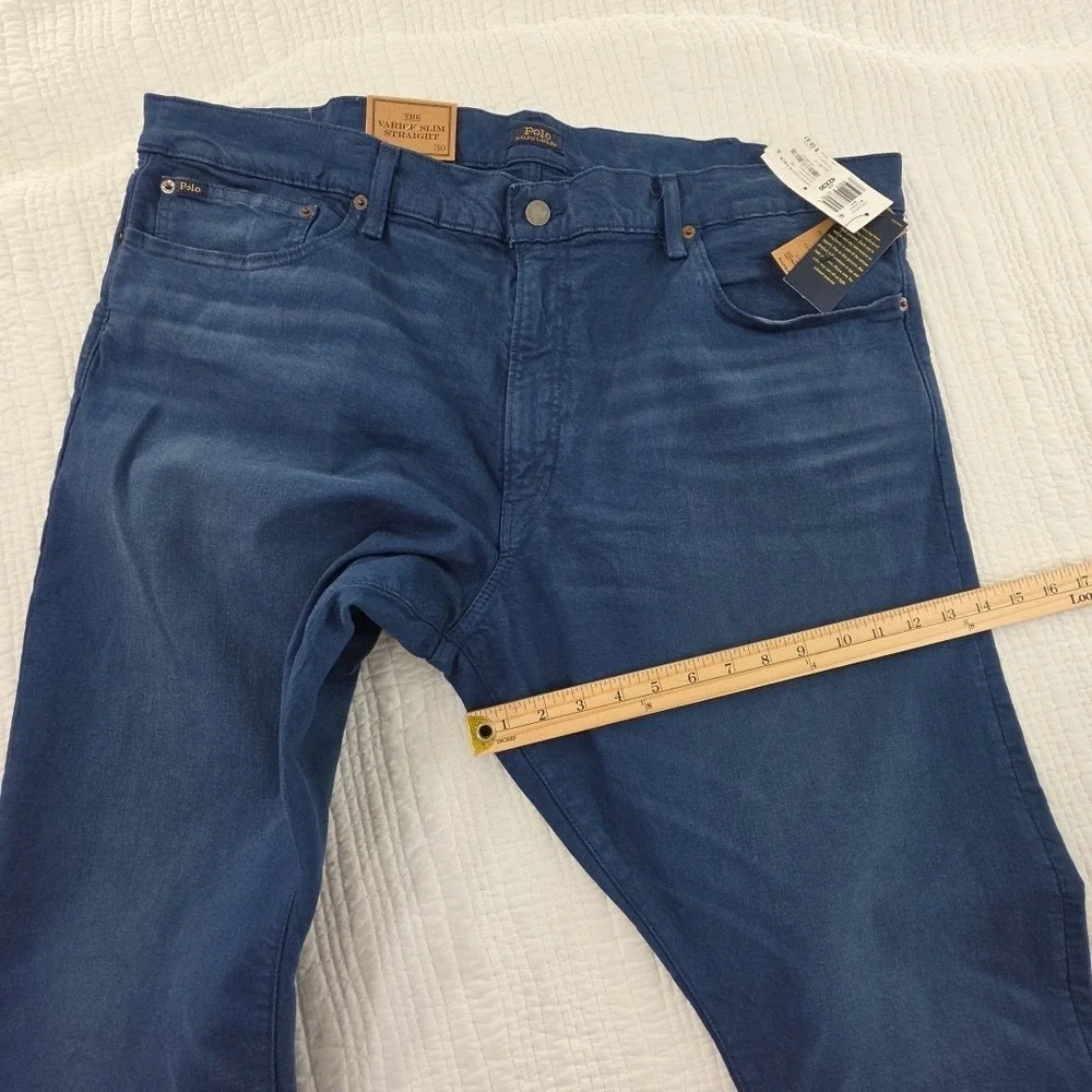 Polo Ralph Lauren Varick‎ Slim Straight Jeans Mens 42x30 Navy Blue NEW Stretch